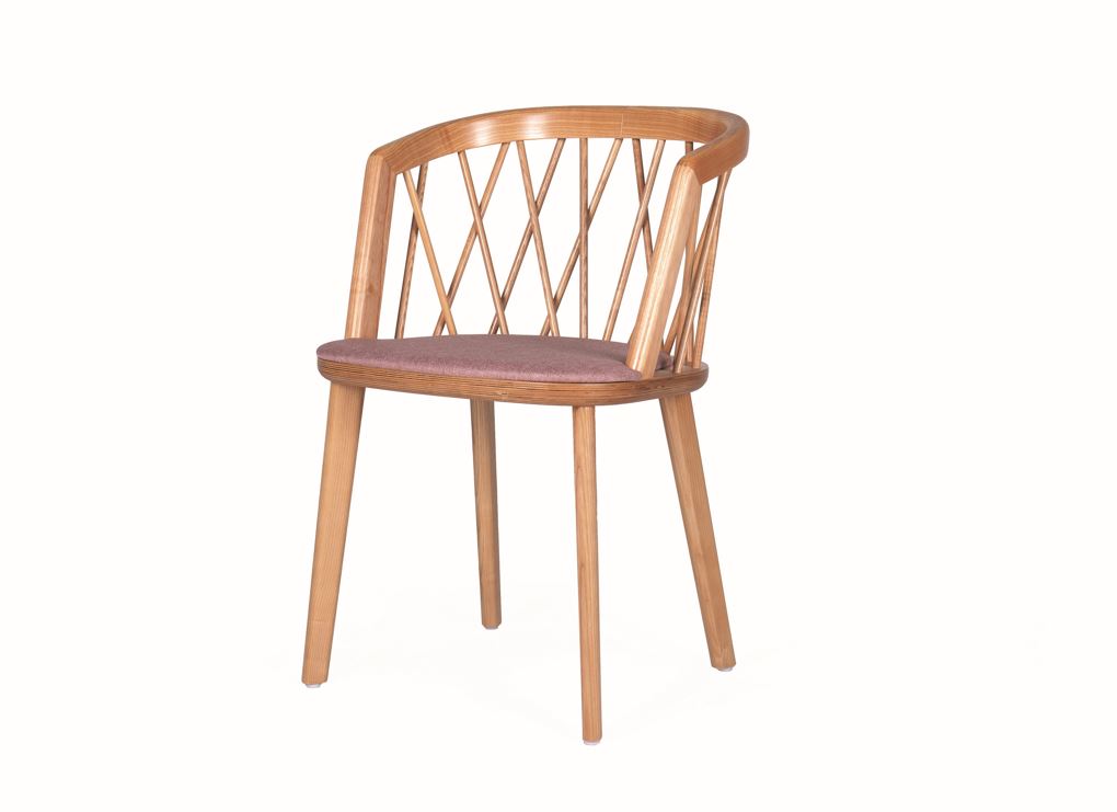 Hospitality Dining Natural Dining Chair, angle view